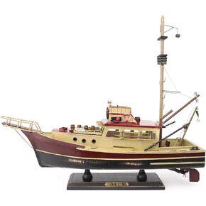 NAUTIMALL Jaws Orca Wooden Ship Model Shark Fishing Boat Pre-Assembled Antique Finish Sailboat Decor (Orca-15inch)