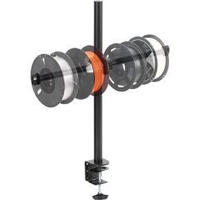 VIVO Clamp-on Steel Filament Holder for 3D Printer, Height Adjustable Spool Support, Holds up to 8 Standard Reels, Black, STAND-3DRH