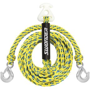 Swonder Boat Tow Harness for Tubing, 16ft Boat Tow Rope for Tubing Ski Tow Bridle for 4 Riders Towable Tube, Tube Tow Harness with 3/4in Big Hook Size Fits Most Boats