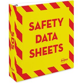 Avery Heavy-Duty Industrial SDS Binder, 1.5 One-Touch EZD Rings, 400-Sheet Capacity, Yellow/Red Border (18950)