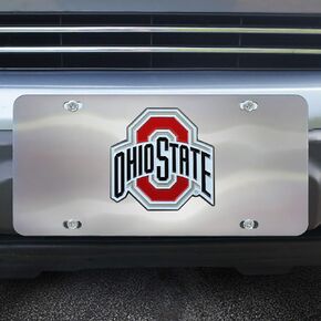 FANMATS 25708 Ohio State Buckeyes Stainless Steel Front License Plate with Large 3D Molded Team Metal Emblem