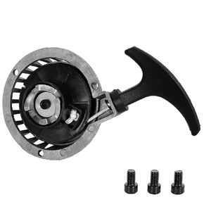 Pull Start Recoil Starter for 40/44-6 2 Stroke 47cc 49cc Mini Pocket Bike Dirt Pit Bike ATV 4 Wheeler Motorcycle, Flatter Type Raised Tooth Cog Mini Aluminum Alloy Pull Starter with Screws Black