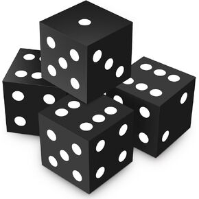 Shappy 4 Pieces 3.5 Inch Foam Dice Cube Jumbo Dice with Number Dots Big Dice Jumbo Giant Foam Dice Large Dice for Christmas Game Math Classroom Party Favors Bag Stuffers (Black)