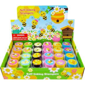 Tiny Mills 24 Pcs Bee Stampers for Kids, Bumble Bee Party Favors Baby Shower Favors Bee Party Supplies
