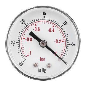 Jeanoko Vacuum Gauge 50mm Axial Vacuum Gauge Water Vacuum Gauge Pressure Gauge 1/8 BSPT Back Connection Oil Pressure Gauge