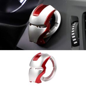 Car Engine Start Button Cover ABS General Motors Ignition Switch Decorative Cover, auto Interior Ignition Accessories Iron Man Mark car Two-Color Start Ring, (Golden red)