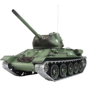 Heng Long Modified Edition 1/16 2.4ghz Remote Control Soviet Union T34 Tank Model(360-Degree Rotating Turret)(Steel Gear Gearbox)(3800mah Nimh Battery)(Metal Tracks &Sprocket Wheel & Idle Wheel)