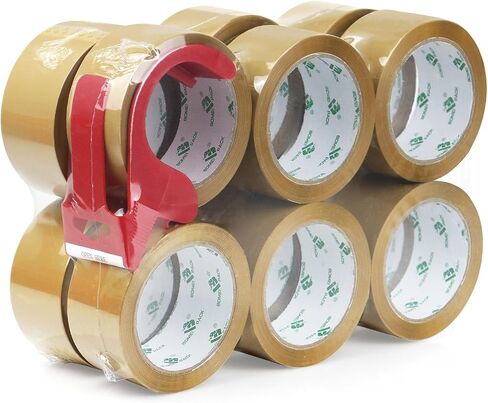 BOMEI PACK Tan Packing Tape Refills, Brown Packing Tape with Dispenser for Shipping, Moving and Packaging, 6Rolls 2.4 Mil 1.88 Inch x 60 Yards in Saudi Arabia