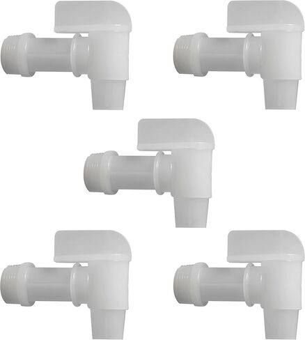 حنفية صنبور بلاستيكية مقاس ¾ بوصة لبراميل بلاستيكية سعة 5 و6 جالون - عبوة من 5 - بلاستيك HDPE - مناسبة لفتحات ملولبة مقاس ¾ بوصة على حنفية دلو سعة 5 جالون (عبوة من 5) in Kuwait