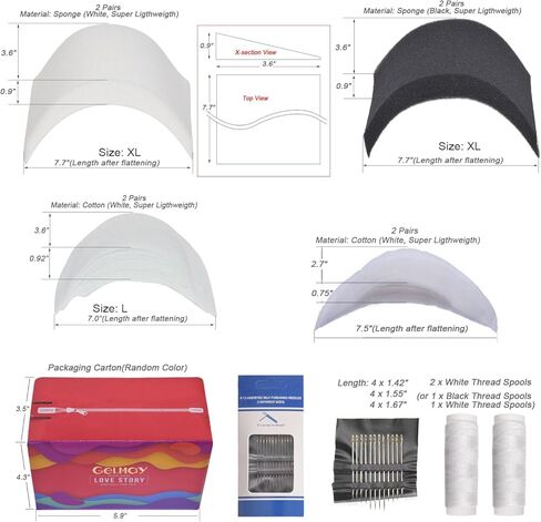 منصات الكتف الخياطة سمك 2.3 سم (8 أزواج) رغوة الإسفنج وسادة القطن سميكة محسن دفع ما يصل مجموعة في الملابس المغطاة لوازم الخياطة للنساء الرجال الملابس السترة دعوى تي شيرت المنحدرة أكتاف عالية منخفضة in Kuwait