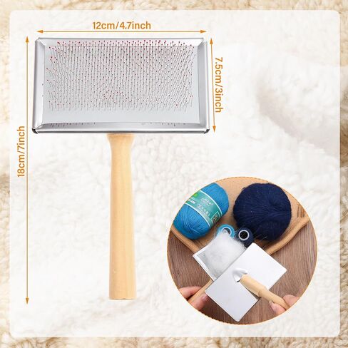 قطعة واحدة من بطاقات الصوف، أداة تمشيط صوف بإبرة صوف كبيرة، أداة تمشيط مع مقبض من الخشب الصلب للكلاب والقطط والحيوانات الأليفة، مشروع أدوات مستلزمات النسيج الدوارة in Kuwait