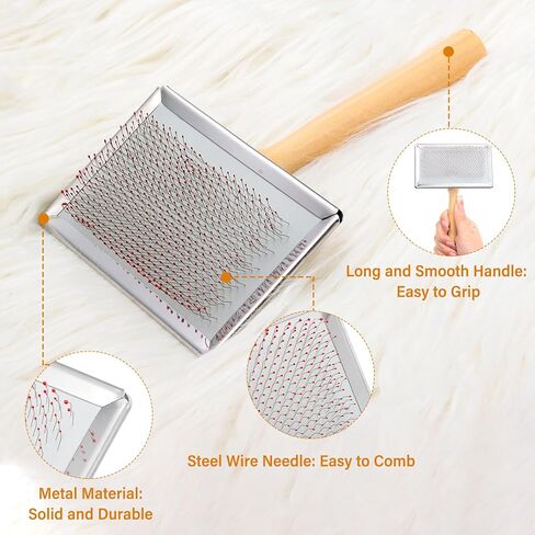 قطعة واحدة من بطاقات الصوف، أداة تمشيط صوف بإبرة صوف كبيرة، أداة تمشيط مع مقبض من الخشب الصلب للكلاب والقطط والحيوانات الأليفة، مشروع أدوات مستلزمات النسيج الدوارة in Kuwait