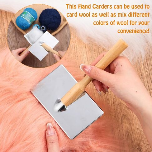 قطعة واحدة من بطاقات الصوف، أداة تمشيط صوف بإبرة صوف كبيرة، أداة تمشيط مع مقبض من الخشب الصلب للكلاب والقطط والحيوانات الأليفة، مشروع أدوات مستلزمات النسيج الدوارة in Kuwait