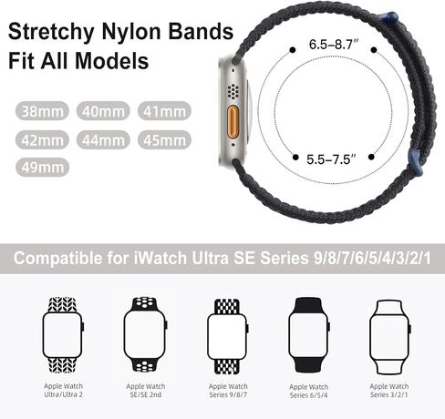 3Pack Band Compatible for Apple Watch Band 38mm 40mm 41mm 42mm 44mm 45mm 49mm Women Men, Breathable Braided Woven Fabric Nylon Sport Loop Replacement Strap for iwatch SE Ultra Series 9 8 7 6 5 4 3 2 1 in Saudi Arabia