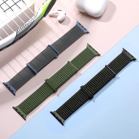 3Pack Band Compatible for Apple Watch Band 38mm 40mm 41mm 42mm 44mm 45mm 49mm Women Men, Breathable Braided Woven Fabric Nylon Sport Loop Replacement Strap for iwatch SE Ultra Series 9 8 7 6 5 4 3 2 1 in Saudi Arabia