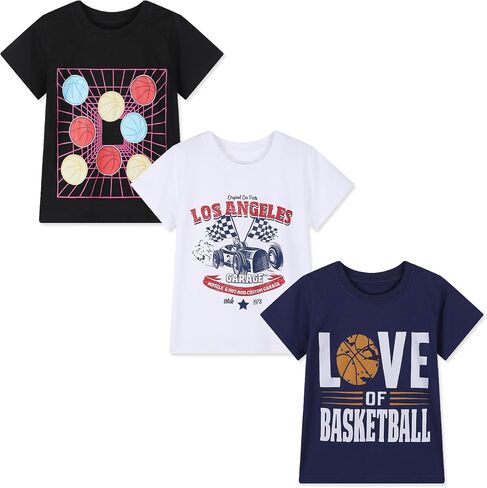 Kids Boy Short Sleeve Graphic Tees Cotton Casual Easter Summer Tops T-Shirts Packs in Saudi Arabia