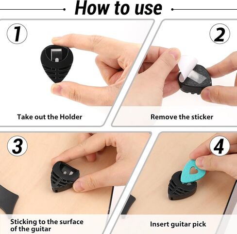 10 Pack Guitar Pick Holder, Stick-On Plastic Guitar Pick Case with Adhesive Back and Spring Convenient Guitar Pick Storage Box to Attach to Bass Ukulele Acoustic Guitar Accessories in Saudi Arabia