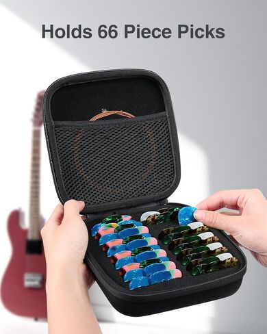 حافظة حامل اختيار الجيتار الفاخرة للحاجز، من أجل ChromaCast، من أجل D'Addario، من أجل JIM DUNLOP، من أجل Bolopick، منظم تخزين ملحقات الجيتار، يناسب 66 قطعة، حافظة فقط in Kuwait