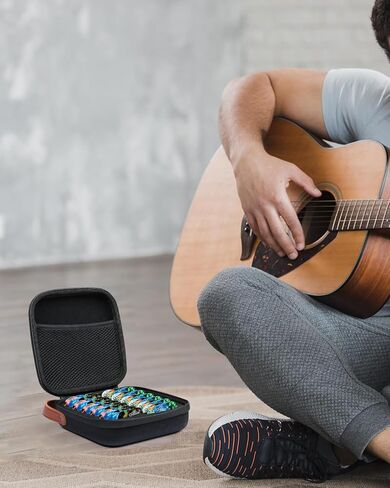 حافظة حامل اختيار الجيتار الفاخرة للحاجز، من أجل ChromaCast، من أجل D'Addario، من أجل JIM DUNLOP، من أجل Bolopick، منظم تخزين ملحقات الجيتار، يناسب 66 قطعة، حافظة فقط in Kuwait