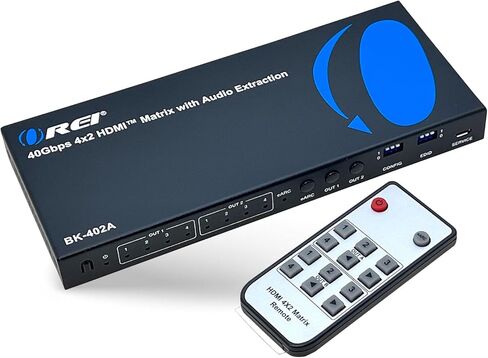 OREI 4K HDMI Matrix Switch 4 X 2, Switcher 18G UltraHD with Arc Supports Upto 4K @ 60Hz & 1080P IR Audio Extractor Arc EDID HDCP 2.- Remote Control - Full Matrix Selection in Saudi Arabia
