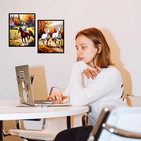 Equestrian Wall Decor - Horse Art Print for Home Decor - Antique Western Classic Stallion Pictures Horse Riding Artwork Rustic Country Farmhouse Cottagecore Decoration - 8x10 UNFRAMED Photos in Saudi Arabia