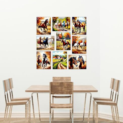 Equestrian Wall Decor - Horse Art Print for Home Decor - Antique Western Classic Stallion Pictures Horse Riding Artwork Rustic Country Farmhouse Cottagecore Decoration - 8x10 UNFRAMED Photos in Saudi Arabia