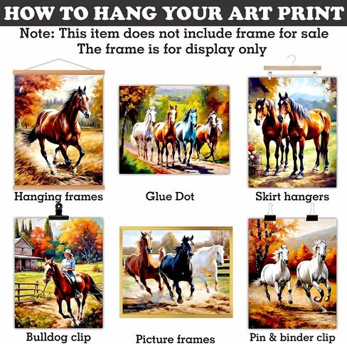 Equestrian Wall Decor - Horse Art Print for Home Decor - Antique Western Classic Stallion Pictures Horse Riding Artwork Rustic Country Farmhouse Cottagecore Decoration - 8x10 UNFRAMED Photos in Saudi Arabia
