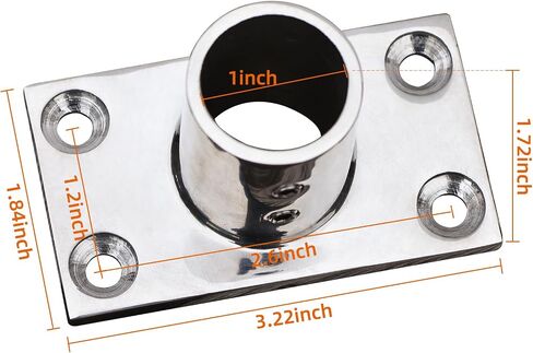 NovelBee 4pcs 90 Degree Boat Rectangle Bases,1" 25mm Marine Hand Rail Fittings Hardware 316 Stainless Steel Boat Accesssory in Saudi Arabia