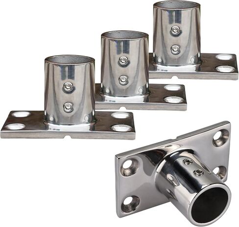 NovelBee 4pcs 90 Degree Boat Rectangle Bases,1" 25mm Marine Hand Rail Fittings Hardware 316 Stainless Steel Boat Accesssory in Saudi Arabia