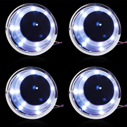 4 قطعة حامل أكواب من الفولاذ المقاوم للصدأ LED باللون الأبيض حامل مشروبات مع استنزاف للقوارب البحرية والشاحنة Rv Camper in Kuwait