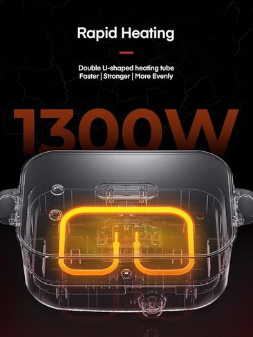 FOHERE 4.8Qt وعاء كهربائي، وعاء كهربائي سيراميك غير لاصق للطهي، وعاء شابو شابو كهربائي 1300 واط مع تحكم مزدوج في درجة الحرارة للمنزل، والحفلات، وجمع العائلة والأصدقاء in Kuwait