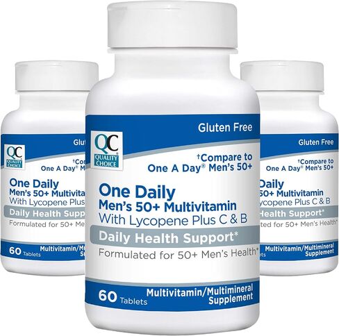 Quality Choice One Daily Mens 50+ Multivitamin with Lycopene Plus C & B, with Vitamin A, C, D, E, and Zinc Calcium and More in 60 Count Bottles of Tablets in Saudi Arabia