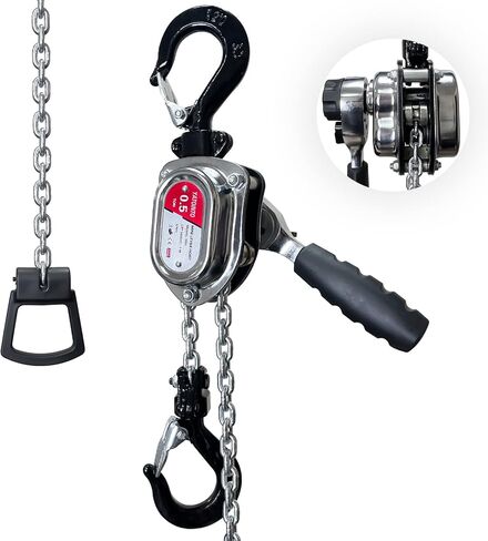 1/2 Ton 1100lbs Chrome Mini Lever Block, 1.5M 5Ft Come Along Manual Chain Hoist, Steel G80 Puller Hoist, with Hook for Building in Saudi Arabia