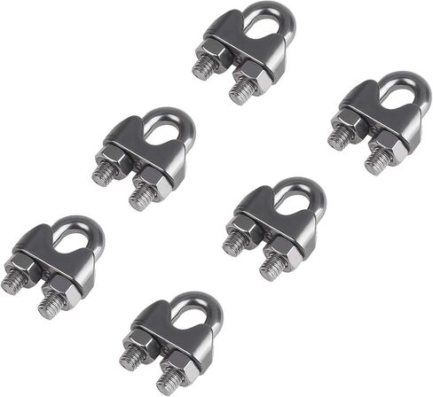 10PCS 1/4 Inch M6 Stainless Steel Wire Rope Cable Clip Clamp in Kuwait