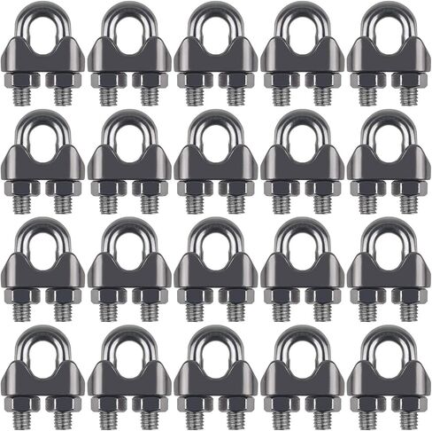 10PCS 1/4 Inch M6 Stainless Steel Wire Rope Cable Clip Clamp in Kuwait