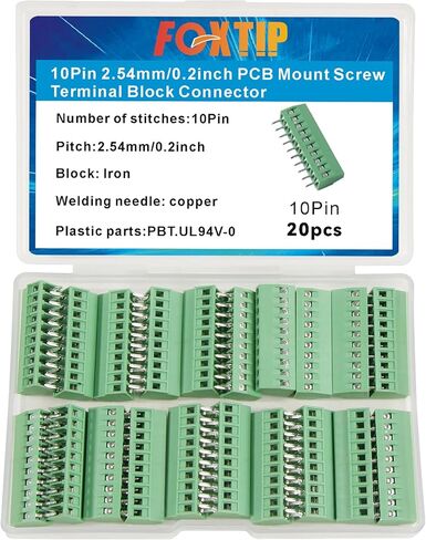 3-Pin PCB Mount Screw Terminal Block Connector - 2.54mm Pitch, Rated for 150V 6A -（20Pcs） … in Saudi Arabia