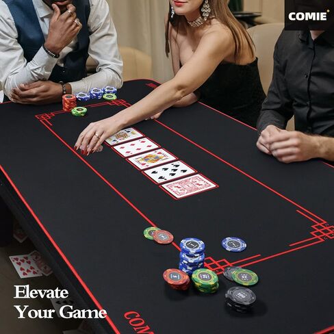 47 x 23 inch Texas Hold'em Poker Mat,4MM Thickness Portable Poker Table Top with Hemmed Edges,Water Repellent, Professional Casino Grade Poker Mat for Theme Party,Poker Night,Holiday Gatherings. in Saudi Arabia