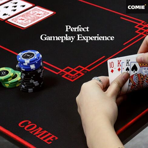47 x 23 inch Texas Hold'em Poker Mat,4MM Thickness Portable Poker Table Top with Hemmed Edges,Water Repellent, Professional Casino Grade Poker Mat for Theme Party,Poker Night,Holiday Gatherings. in Saudi Arabia