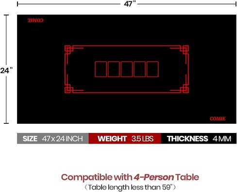 47 x 23 inch Texas Hold'em Poker Mat,4MM Thickness Portable Poker Table Top with Hemmed Edges,Water Repellent, Professional Casino Grade Poker Mat for Theme Party,Poker Night,Holiday Gatherings. in Saudi Arabia