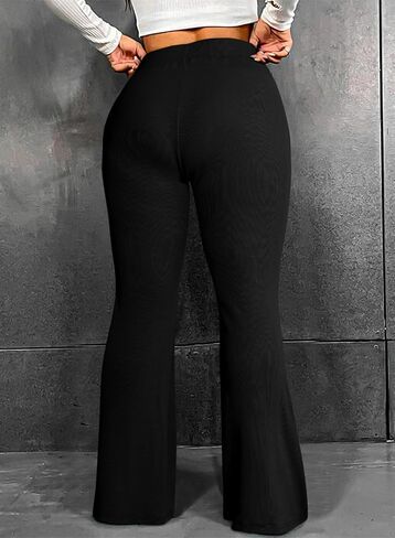 Eytino Plus Size Leggings for Women Elastic High Waisted Crossover Flare Pants Lounge Trousers(1X-5X) in Saudi Arabia