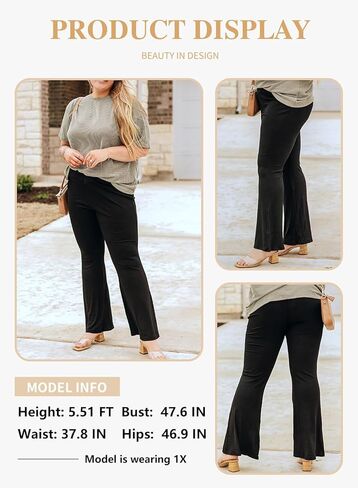 Eytino Plus Size Leggings for Women Elastic High Waisted Crossover Flare Pants Lounge Trousers(1X-5X) in Saudi Arabia