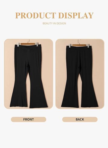 Eytino Plus Size Leggings for Women Elastic High Waisted Crossover Flare Pants Lounge Trousers(1X-5X) in Saudi Arabia
