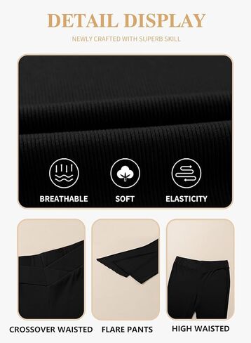Eytino Plus Size Leggings for Women Elastic High Waisted Crossover Flare Pants Lounge Trousers(1X-5X) in Saudi Arabia