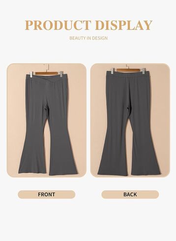 Eytino Plus Size Leggings for Women Elastic High Waisted Crossover Flare Pants Lounge Trousers(1X-5X) in Saudi Arabia