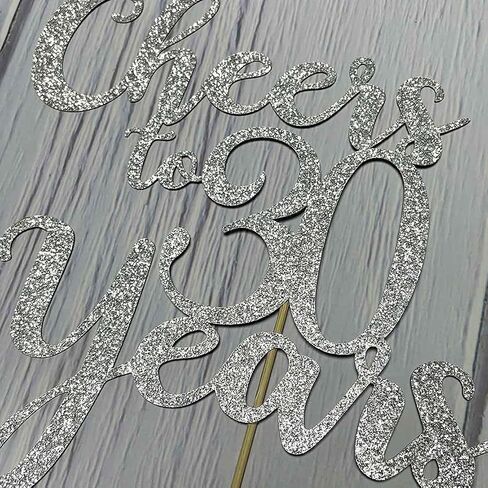 Cheers to 30 Years Cake Topper - 30th Birthday/Anniversary Party Decorations - Double-faced Gold Glitter in Saudi Arabia