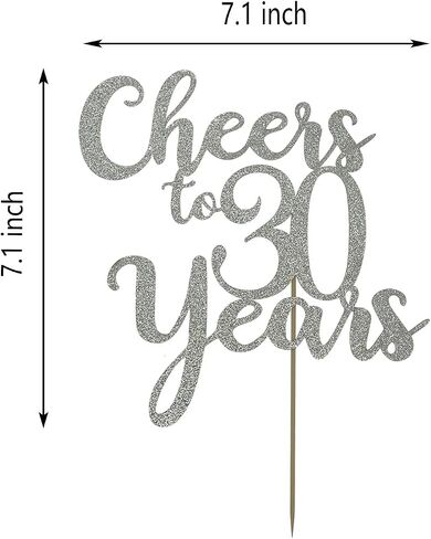 Cheers to 30 Years Cake Topper - 30th Birthday/Anniversary Party Decorations - Double-faced Gold Glitter in Saudi Arabia