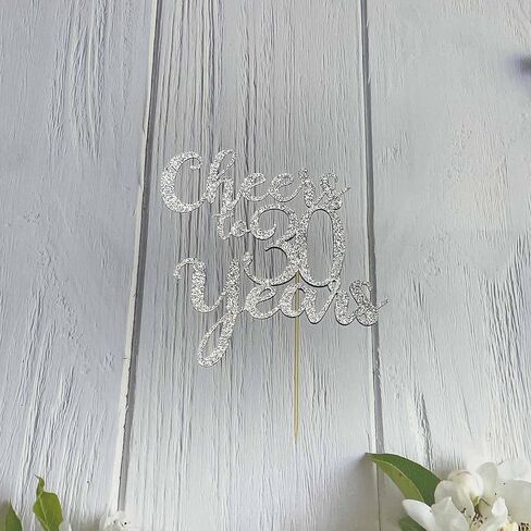 Cheers to 30 Years Cake Topper - 30th Birthday/Anniversary Party Decorations - Double-faced Gold Glitter in Saudi Arabia