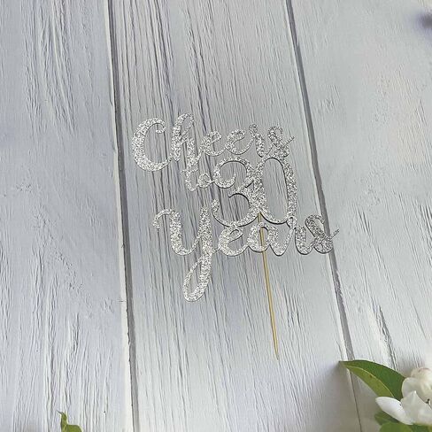 Cheers to 30 Years Cake Topper - 30th Birthday/Anniversary Party Decorations - Double-faced Gold Glitter in Saudi Arabia