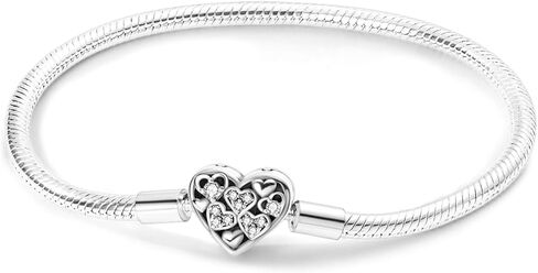 Parmuz 925 Sterling Silver Charm Bracelet for Woman Snake Chain Bracelet Star Moon Butterfly Cute Iconic Moments European Bracelet Jewelry Gift for Woman Girl in Kuwait