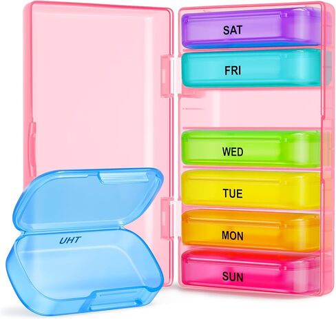 ZIKEE 7 Packs Extra Large Pill Organizer, Portable Pill Box 7 Day for Pocket, Purse, Weekly Pill Case with Dual-Protection Design, Pill Container for Medication, Vitamin, Fish Oil, Supplement in Saudi Arabia